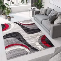 GENERICO - ALFOMBRA ELEGANTE GRIS ONDAS 160X200 PARA LIVING WYM