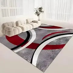 GENERICO - ALFOMBRA ELEGANTE GRIS ONDAS ROJAS 160X200 PARA LIVING WYM