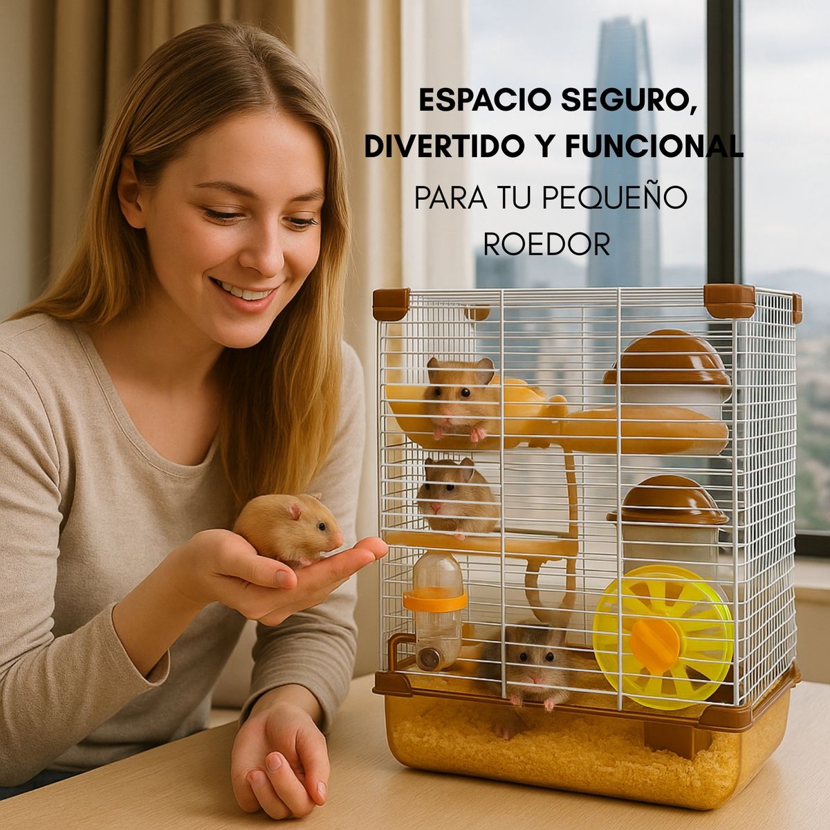 GENERICO - Jaula Para Hamster Armable 3 Pisos Bebedero Rueda Comedero