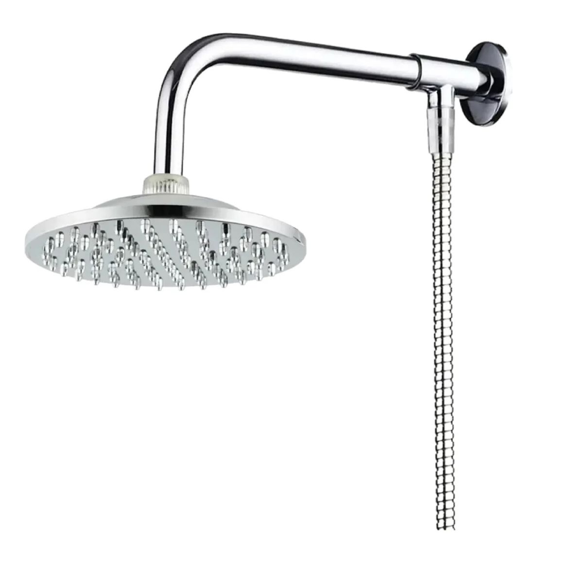 TAUMM - Plato Ducha Redondo + Brazo Para Flexible + Flexible 1.6 Mt