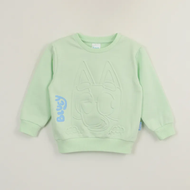 BLUEY - Poleron Cerrado Niña Relieve Emboss Verde Bluey
