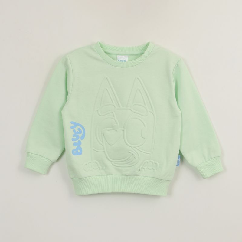 BLUEY - Poleron Cerrado Niña Relieve Emboss Verde Bluey