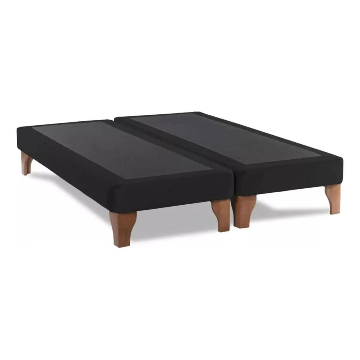 GENERICO - Base Dividida Camas 2 Plazas Dividida Negro felpa 200x150 cm