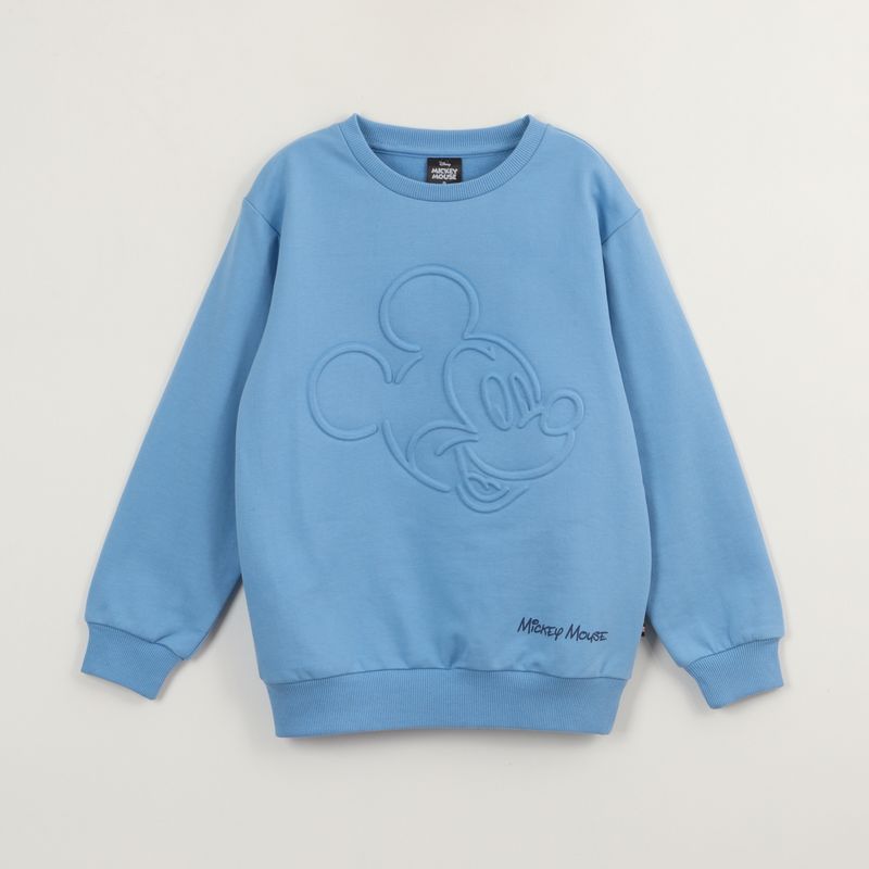 DISNEY - Poleron Cerrado Niño Mickey Relieve Emboss Azul Disney