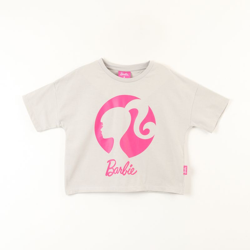 BARBIE - Polera Manga Corta Niña Pony Tale Gris Barbie