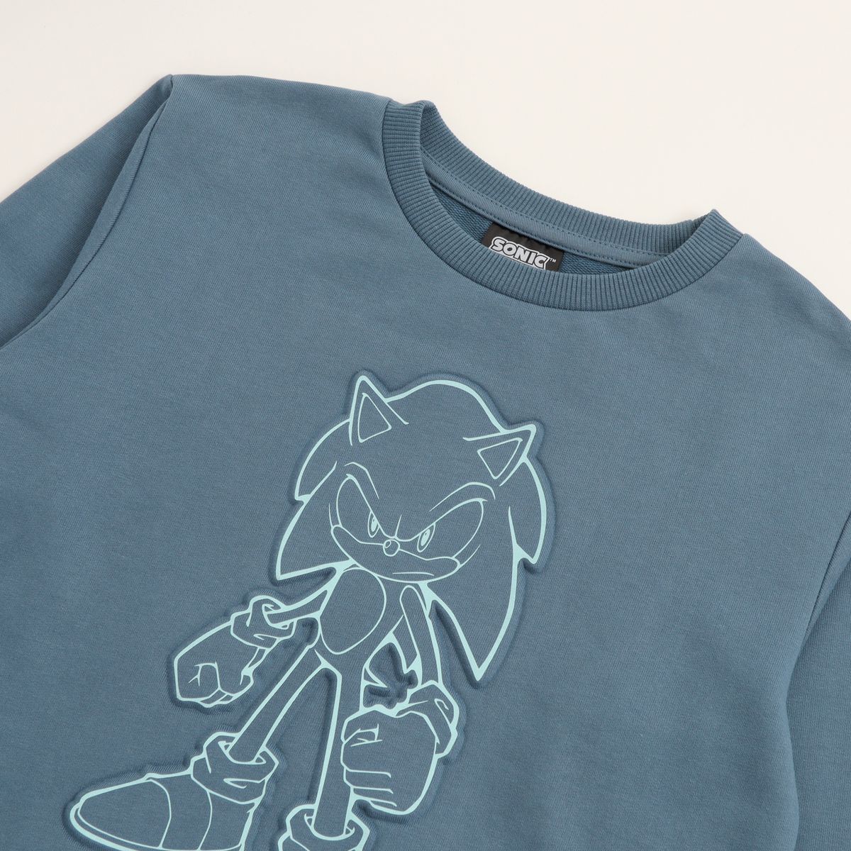 SONIC - Poleron Cerrado Niño Relieve Emboss Azul Sonic