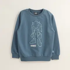SONIC - Poleron Cerrado Niño Relieve Emboss Azul