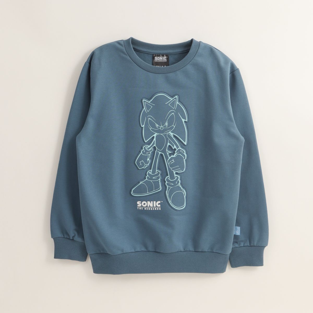 SONIC - Poleron Cerrado Niño Relieve Emboss Azul Sonic