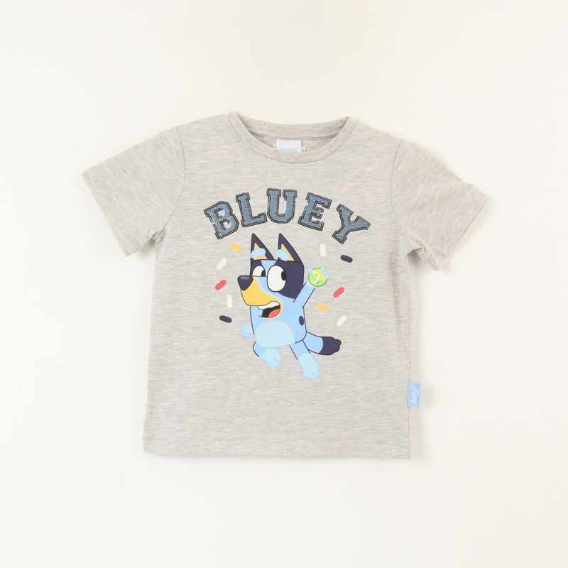 BLUEY - Polera Manga Corta Niño Lentejuelas Reversible Gris Bluey