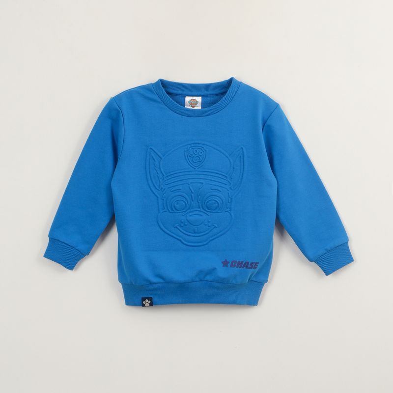 PAW PATROL - Poleron Cerrado Niño Chase Relieve Emboss Azul Paw Patrol