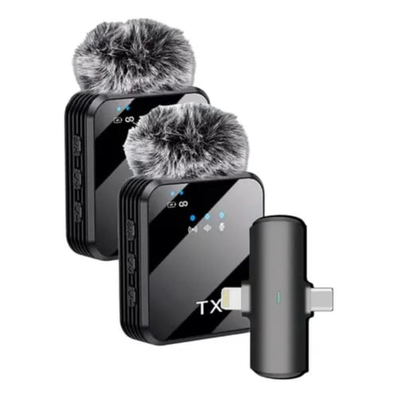 GENERICO - Pack 2 Microfonos Inalambrico Dual Para iPhone Y Android