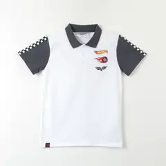 HOT WHEELS - Polera Manga Corta Niño Polo Blanco