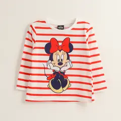 DISNEY - Polera Manga Larga Niña Minnie Rayas Rojo
