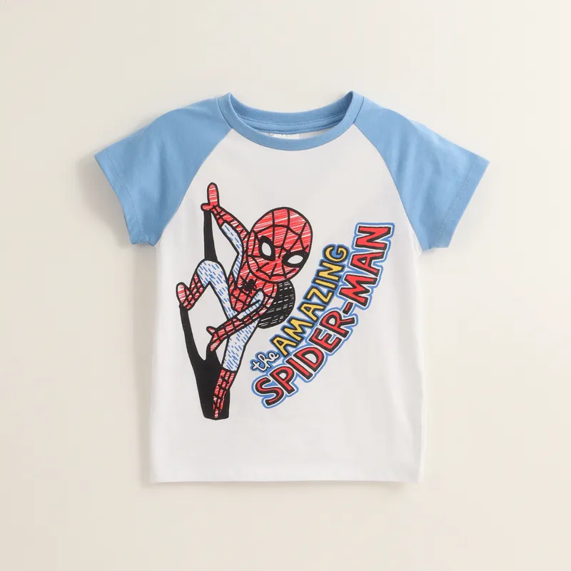 MARVEL - Polera Manga Corta Niño Spiderman Dibujo Blanco Marvel