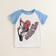 MARVEL - Polera Manga Corta Niño Spiderman Dibujo Blanco