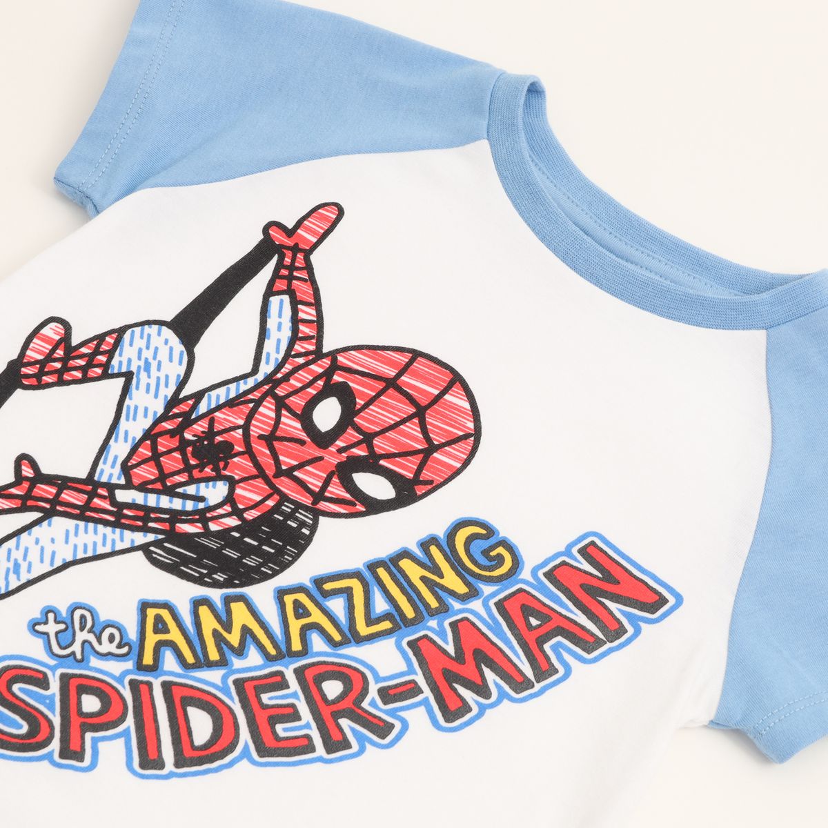 MARVEL - Polera Manga Corta Niño Spiderman Dibujo Blanco Marvel