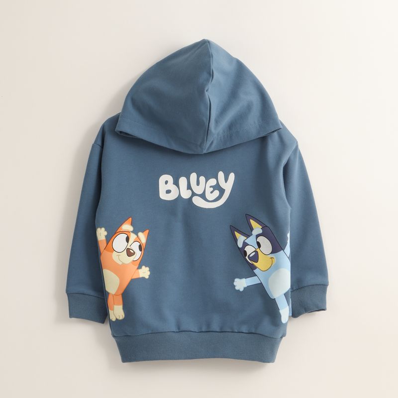 BLUEY - Poleron Cerrado Con Gorro Niño Look Azul Bingo Y Bluey