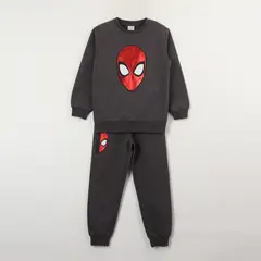 MARVEL - Conjunto Buzo Niño Spiderman Mascara Gris