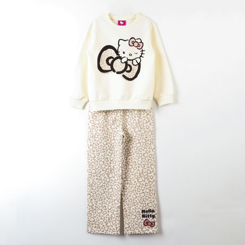 HELLO KITTY - Conjunto Buzo Niña Animal Print Beige Hello Kitty
