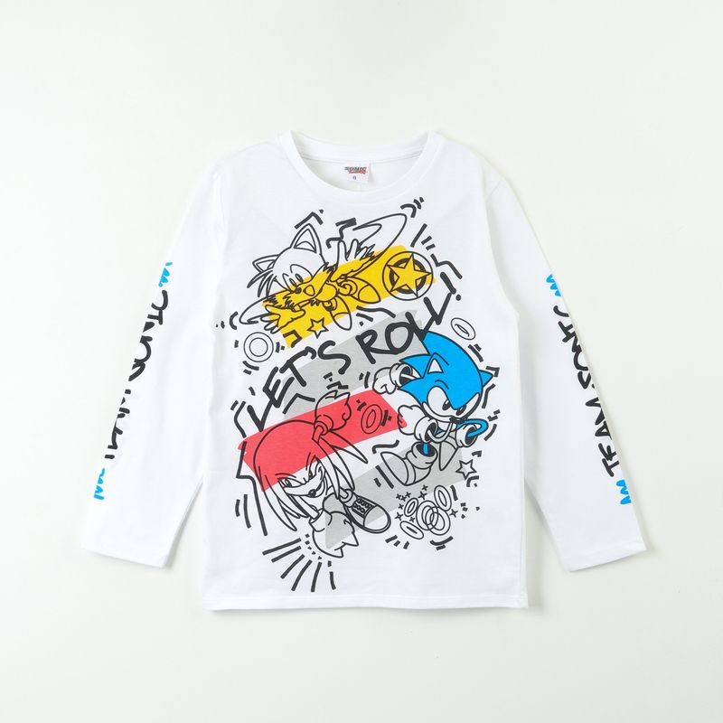 SONIC - Polera Manga Larga Niño Graffiti Blanco Sonic