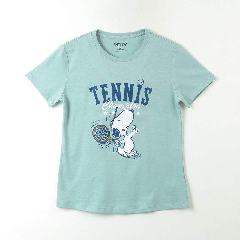 SNOOPY - Polera Manga Corta Mujer Tennis Verde Snoopy
