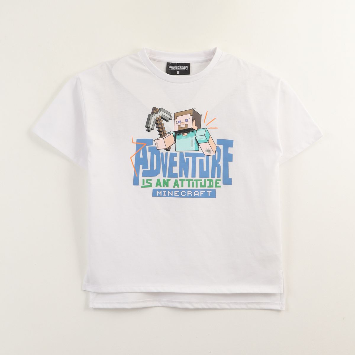 MINECRAFT - Polera Manga Corta Niño Adventure Blanco Minecraft
