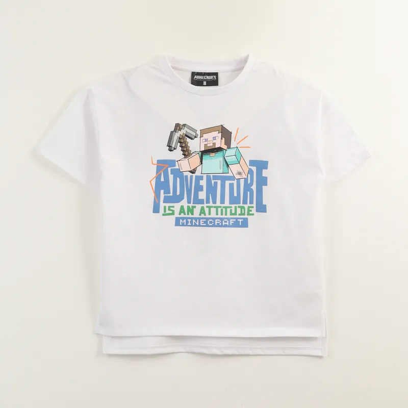 MINECRAFT - Polera Manga Corta Niño Adventure Blanco Minecraft