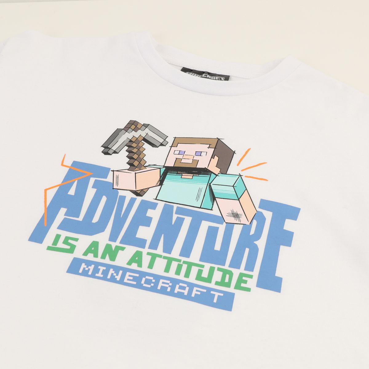 MINECRAFT - Polera Manga Corta Niño Adventure Blanco Minecraft