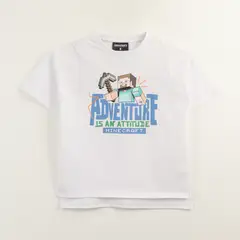 MINECRAFT - Polera Manga Corta Niño Adventure Blanco