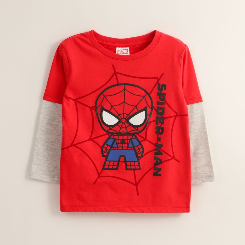 MARVEL - Polera Manga Larga Niño Spiderman Doble Manga Rojo Marvel