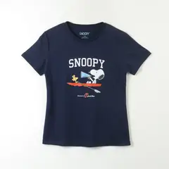 SNOOPY - Polera Manga Corta Mujer Laugh Azul