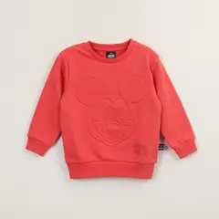 DISNEY - Poleron Cerrado Niño Mickey Relieve Emboss Rojo