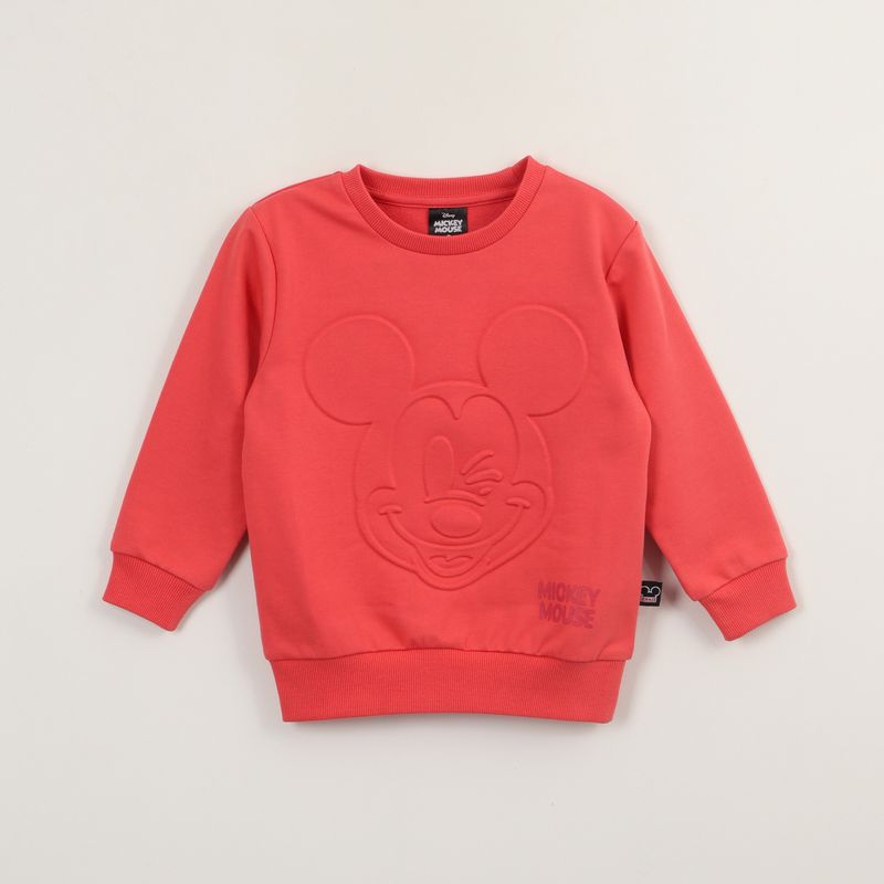 DISNEY - Poleron Cerrado Niño Mickey Relieve Emboss Rojo Disney
