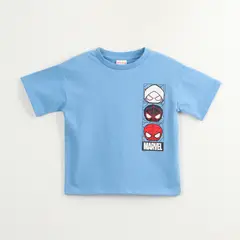 MARVEL - Polera Manga Corta Niño Spiderman Personajes Celeste