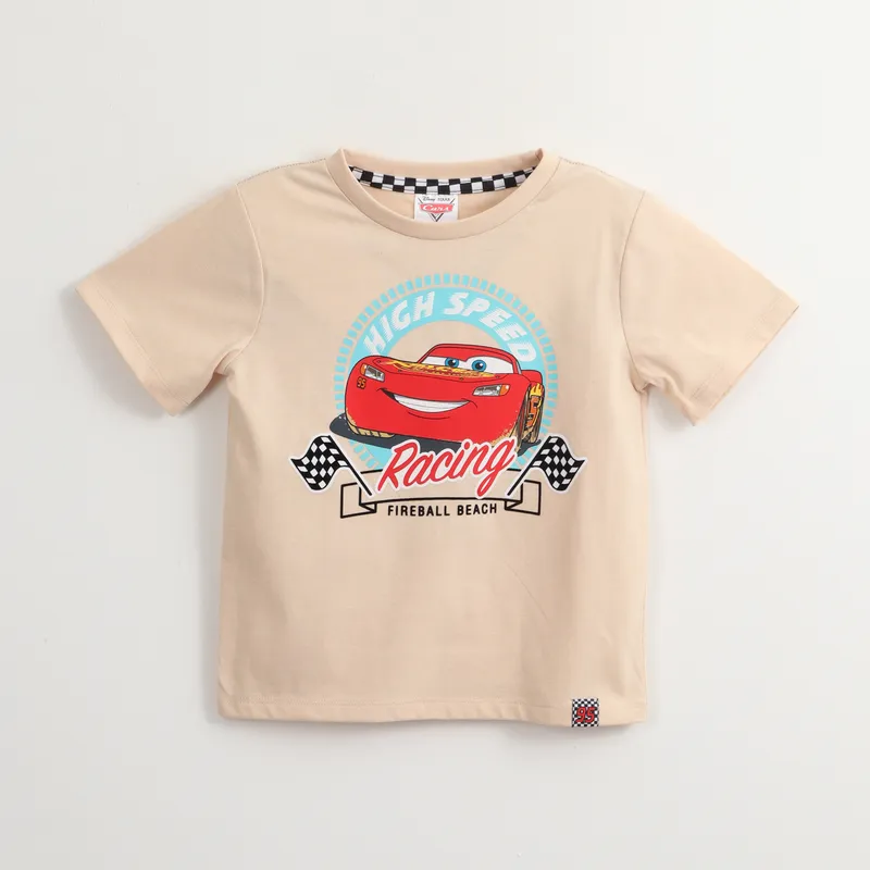 DISNEY - Polera Manga Corta Niño Cars Fireball Beige Disney