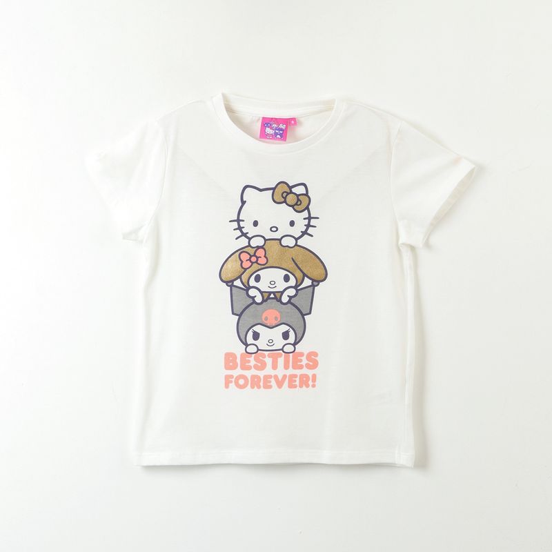 HELLO KITTY - Polera Manga Corta Niña Besties Blanco Hello Kitty