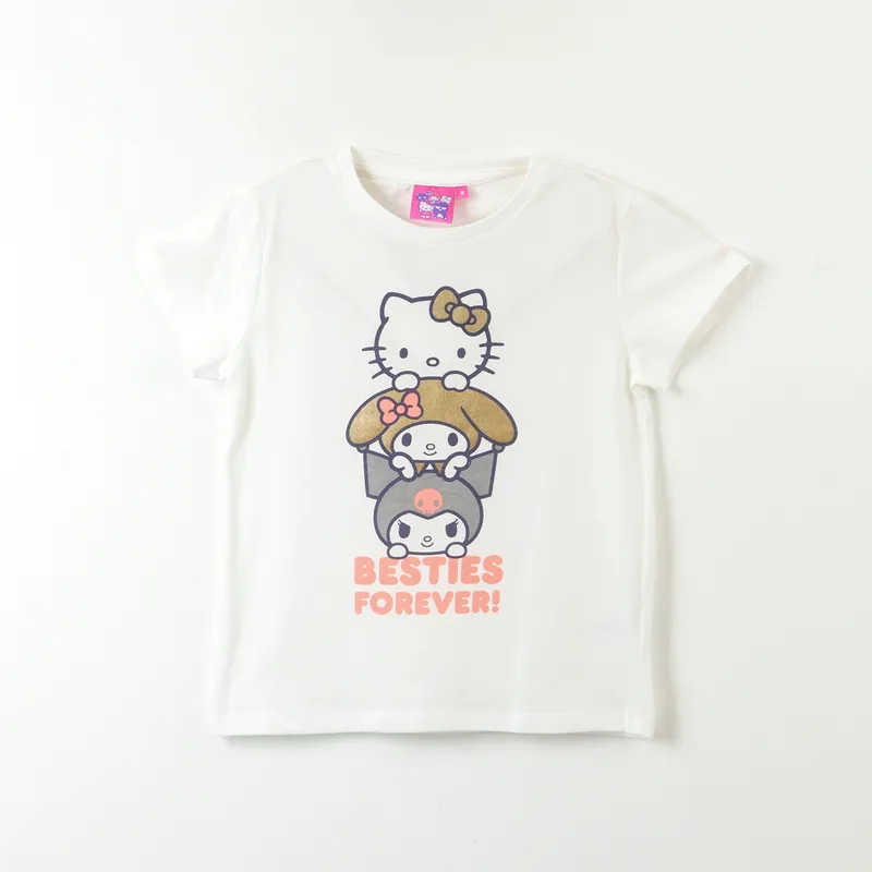 HELLO KITTY - Polera Manga Corta Niña Besties Blanco Hello Kitty