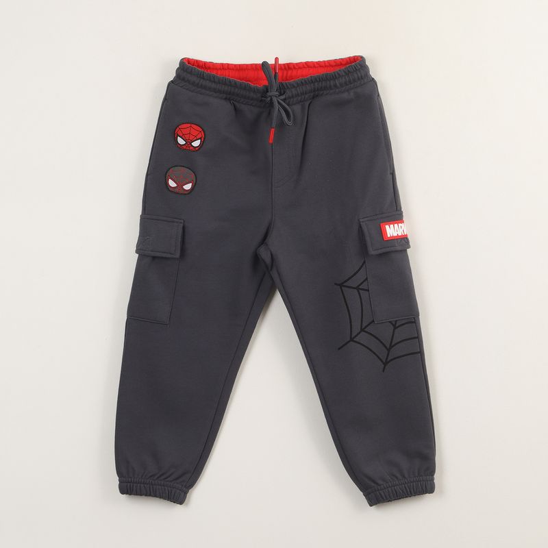 MARVEL - Pantalon Cargo De Buzo Niño Spiderman Web Gris Marvel