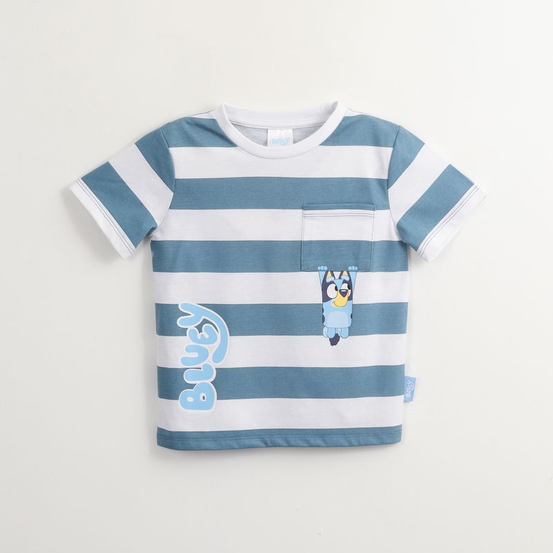 BLUEY - Polera Manga Corta Niño Colgando Del Bolsillo Azul Bluey