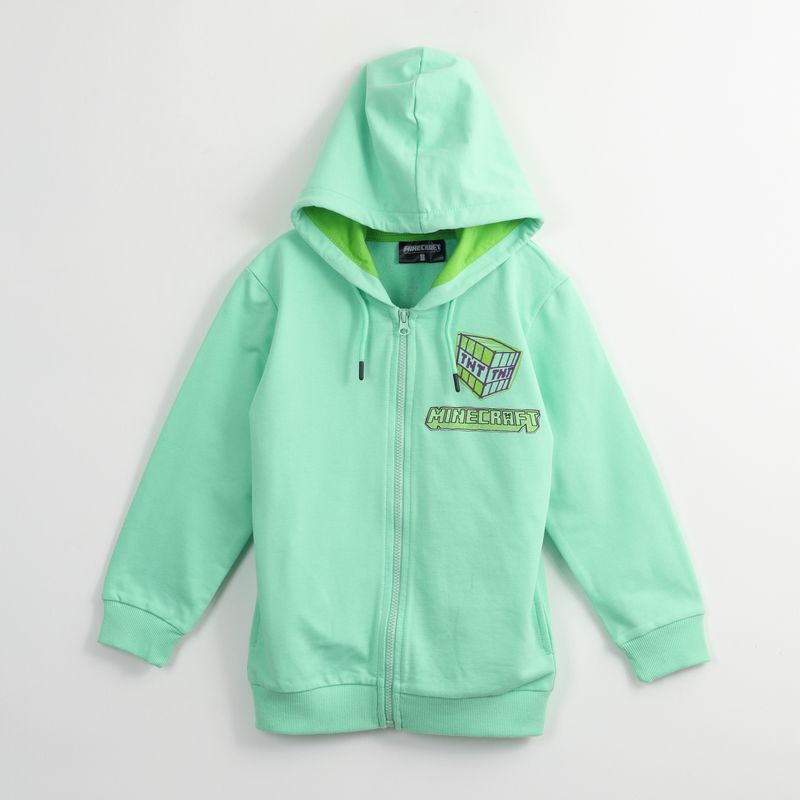 MINECRAFT - Poleron Abierto Niño Back Creeper Verde Minecraft