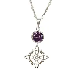 GENERICO - Collar Wicca Nudo de Bruja de Plata con Piedra Amatista