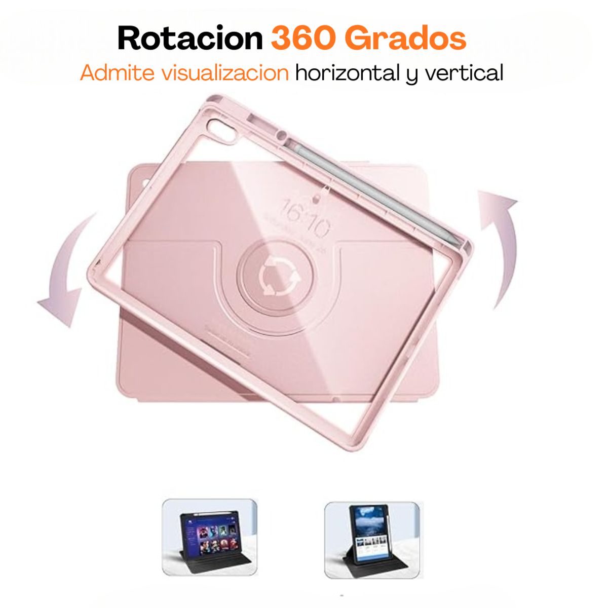 GENERICO - Carcasa Funda 360° Para iPad 11Gen  A16 Rosado