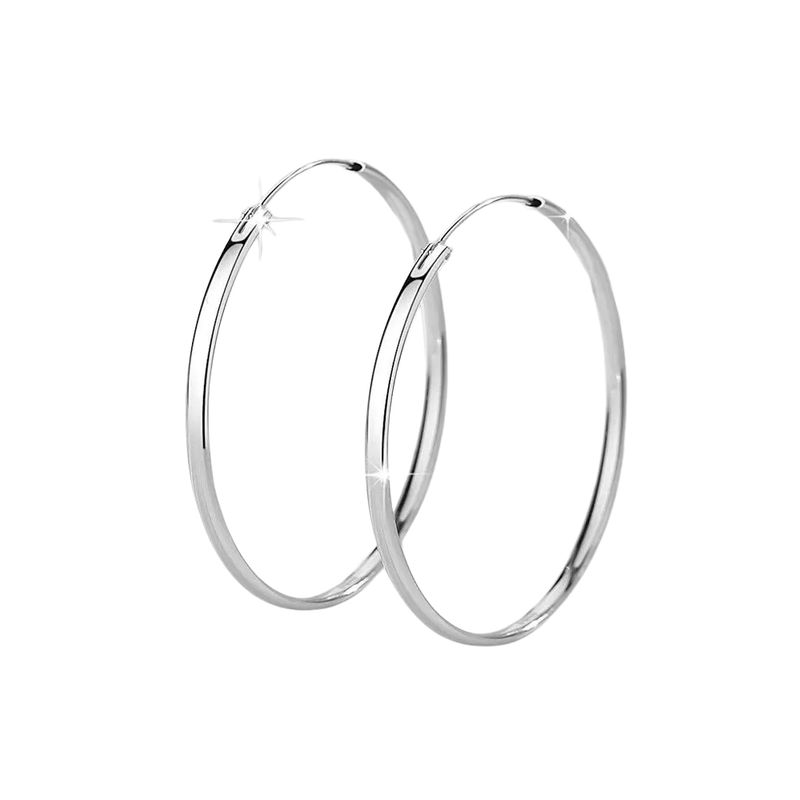 GENERICO - Aros Plata Argolla Borde Ovalado 50 mm