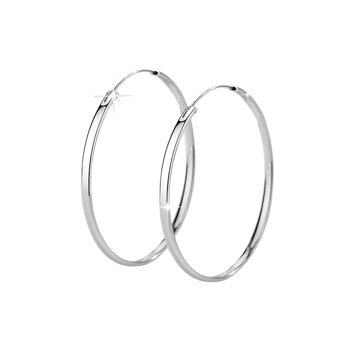 GENERICO - Aros Plata Argolla Borde Ovalado 50 mm