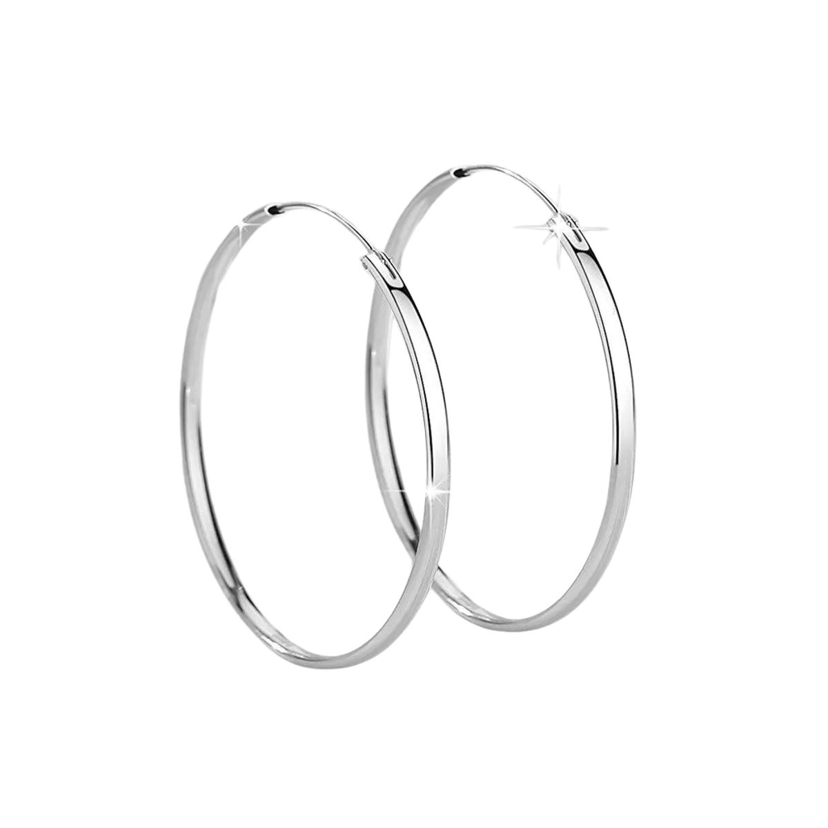 GENERICO - Aros Plata Argolla Borde Ovalado 50 mm