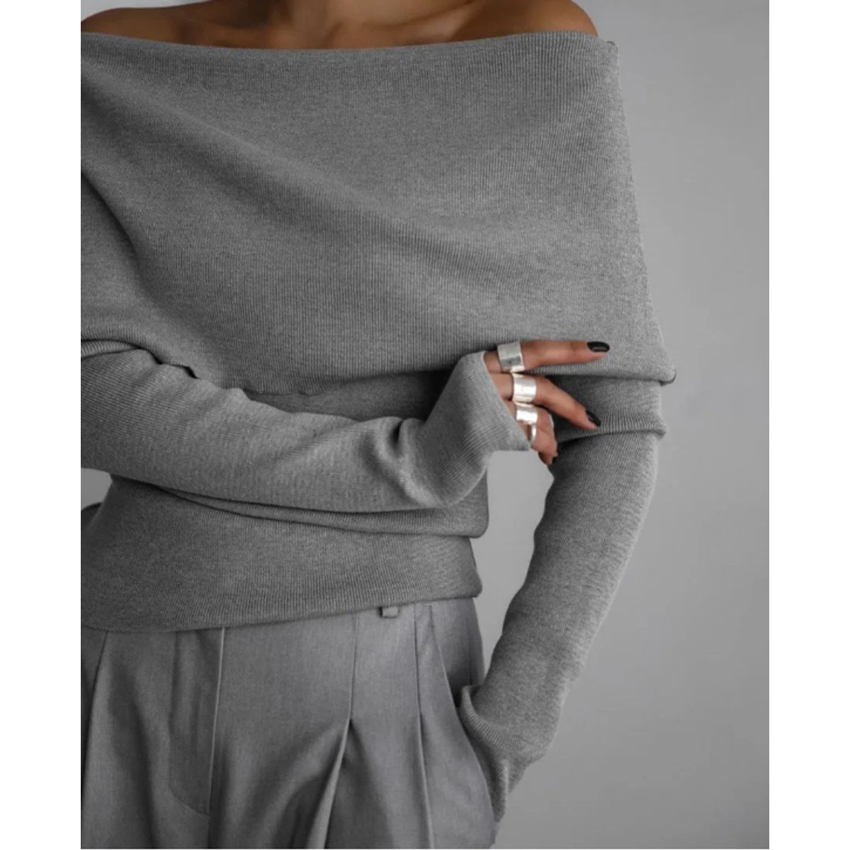 VELVET - Sweater Arlente Gris Mujer