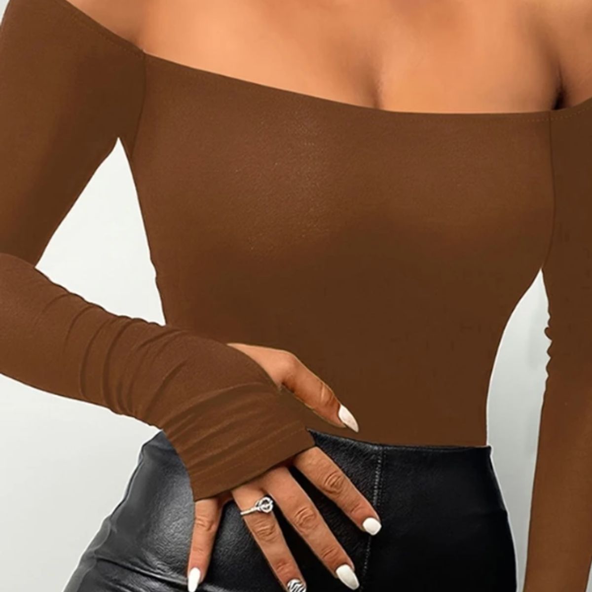 VELVET - Polera  Manga Larga Antonella Mocca Mujer