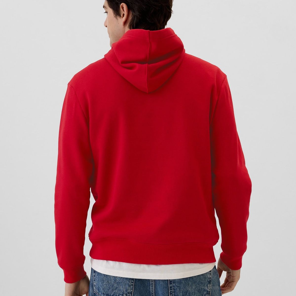 GAP - Polerón Hombre Gap Logo Sin Cierre Gorro Rojo