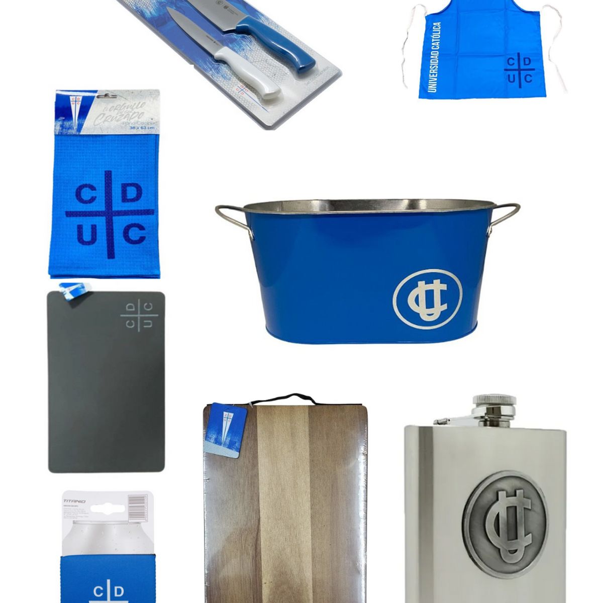 TITANIO - Set Parrillero Premium Fanáticos 8 Piezas Catolica Cruzados