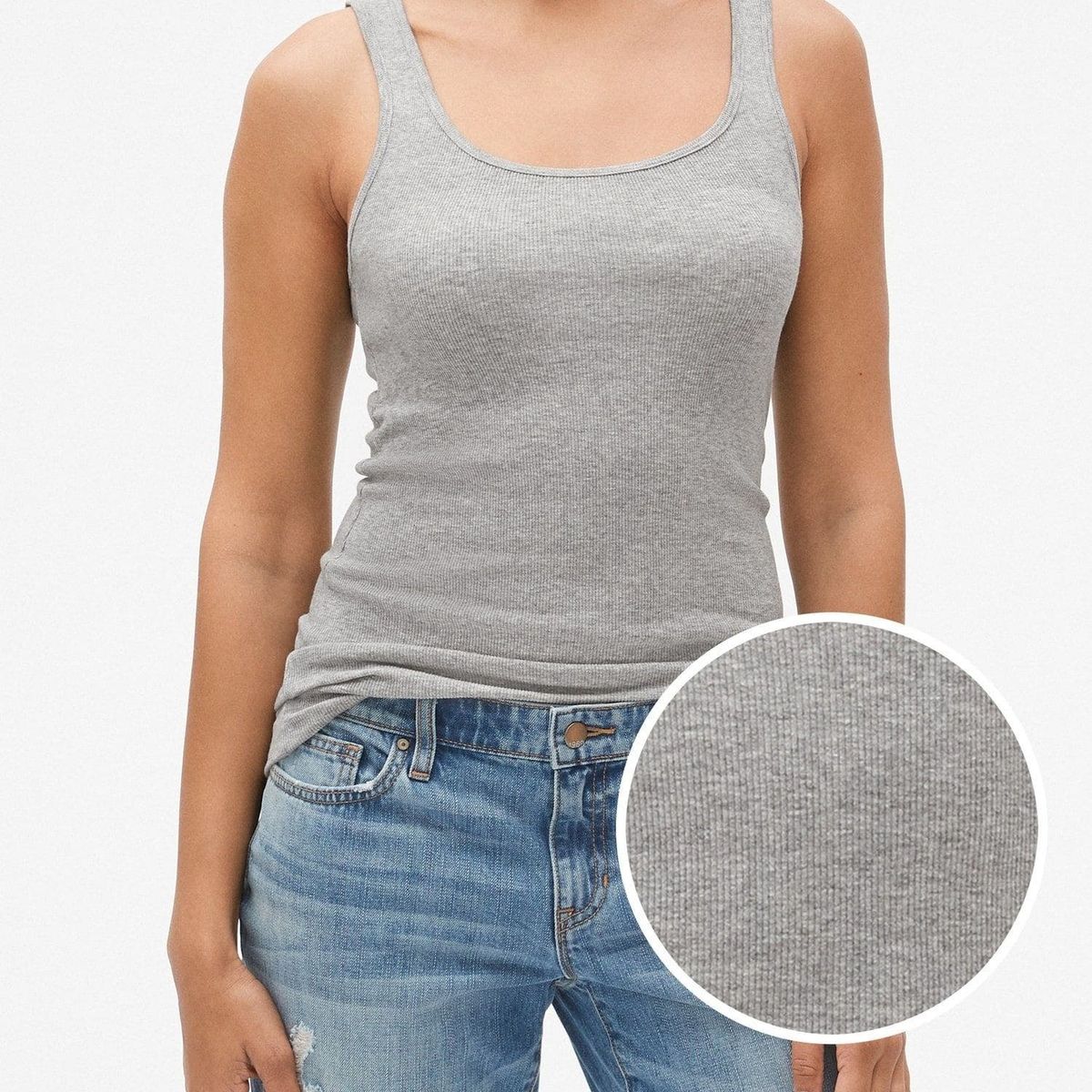 GAP - Polera Mujer Boyfriend Sin Mangas Gris Gap